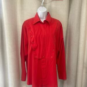 Vtg Panhandle Slim Red Rodeo  Western Shirt, Cowboy Dress Button Up Mens L USA